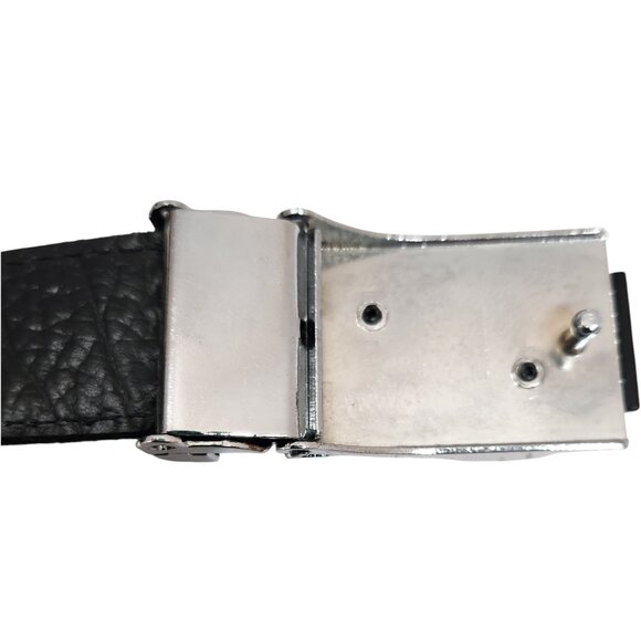 Danihlm Men's Black Leather Belt with Beautiful Silver Buckle Made in Bulgaria - Picture 7 of 8